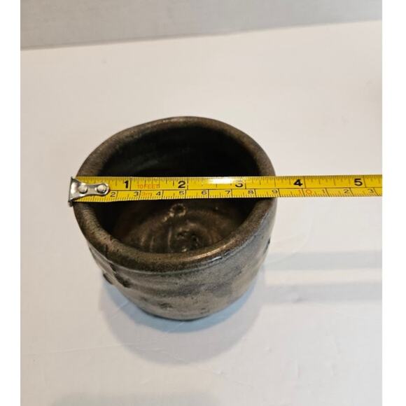 Vintage WHW Pottery Signed Rustic Distress Raku Fired Small Vase Pot 3" Earthen - Picture 6 of 6